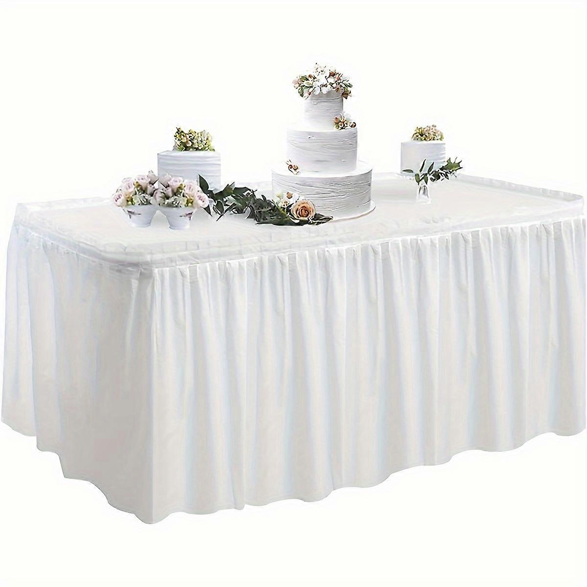 2pcs/set, Disposable Table Skirt Tablecloth Set, PEVA Waterproof And Oil-proof Table Skirt Set, Birthday Party Tableware Dining Tablecloth, Wedding Pa