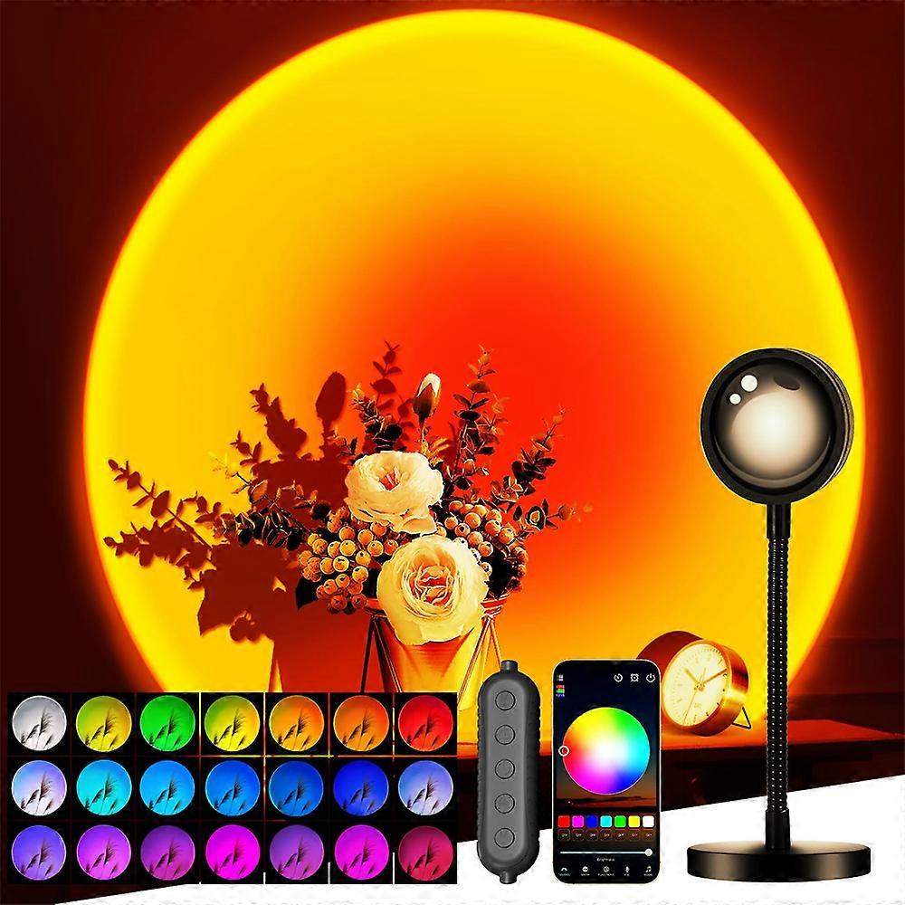 Sunset Lamp Projector with APP & Button Control, 360 Degree Rotation Multiple Colors LED Lamp Night Light