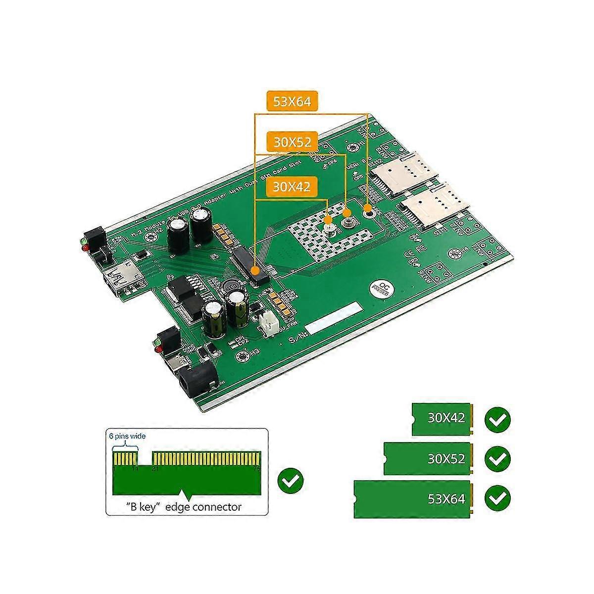 Ngff(m.2) 4g5g Module To Usb 3.0 Adapter With Cooler Fandual Sim Card Slot And Auxiliary Power Wi