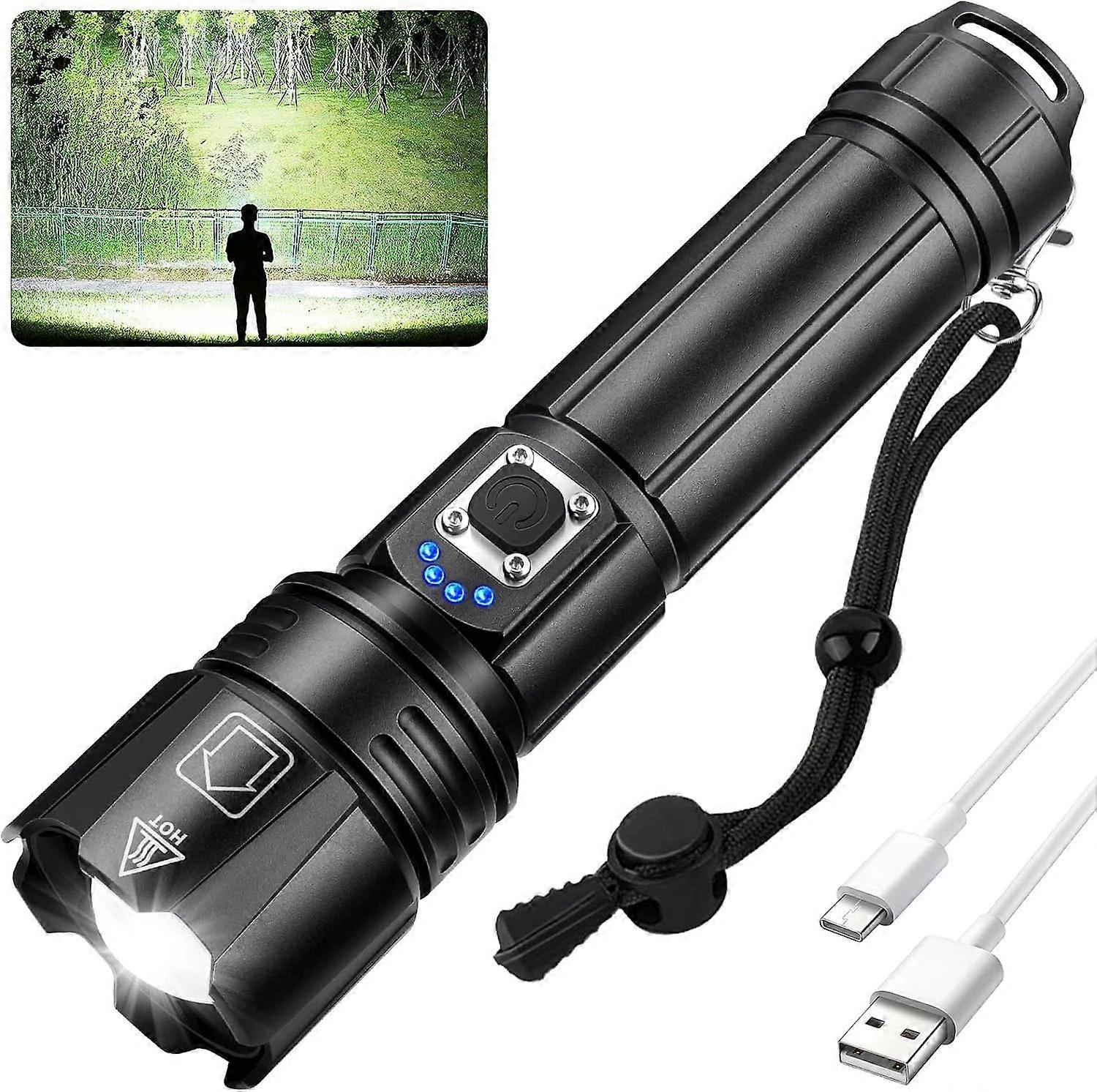 Rechargeable Flashlights High Lumens, 900,000 Lumen Brightest Led Flashlight with 5 Modes & 12H Long Runtime, Powerful Waterproof Handheld Flash Light