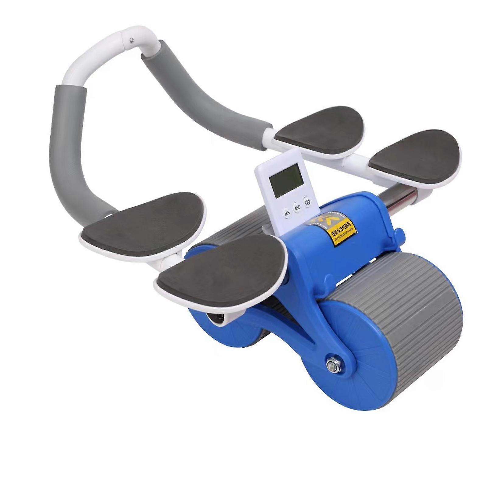 Ab Roller Wheel with Timer, Automatic Rebound Abdominal Wheel, Ab Abdominal Core Exercise Equipment with 4 Elbow Support