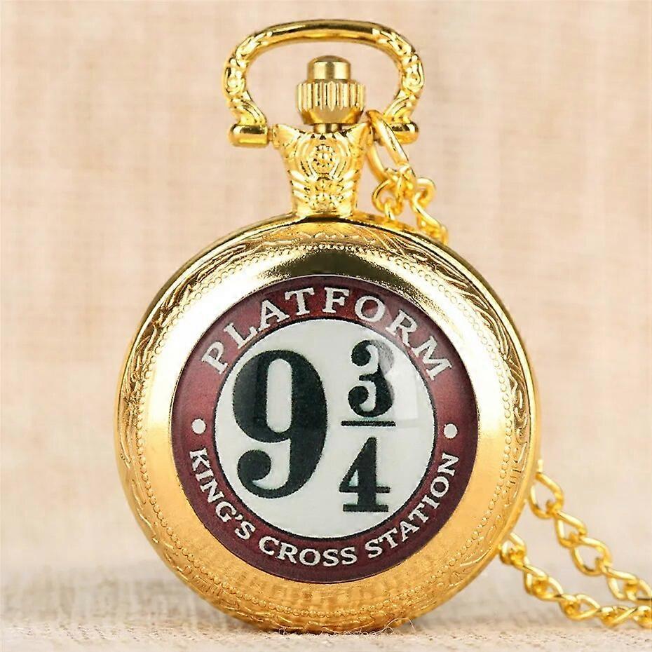 Vintage Film Erweiterung King's Cross London 9 3/4 Plattform Quarz Taschenuhr = Halskette Anhnger Uhr Reloj Jubilumsgeschenk