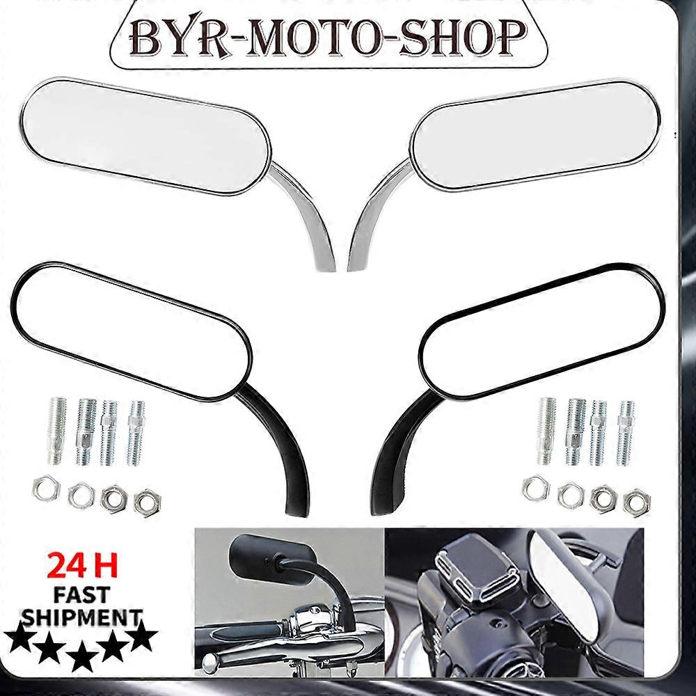 QX Universal Motorcycle Rearview Oval Mirror 8mm&10mm Side Mirrors For Harley Sportster Chopper Breakout Electra Glide Dyna Softail