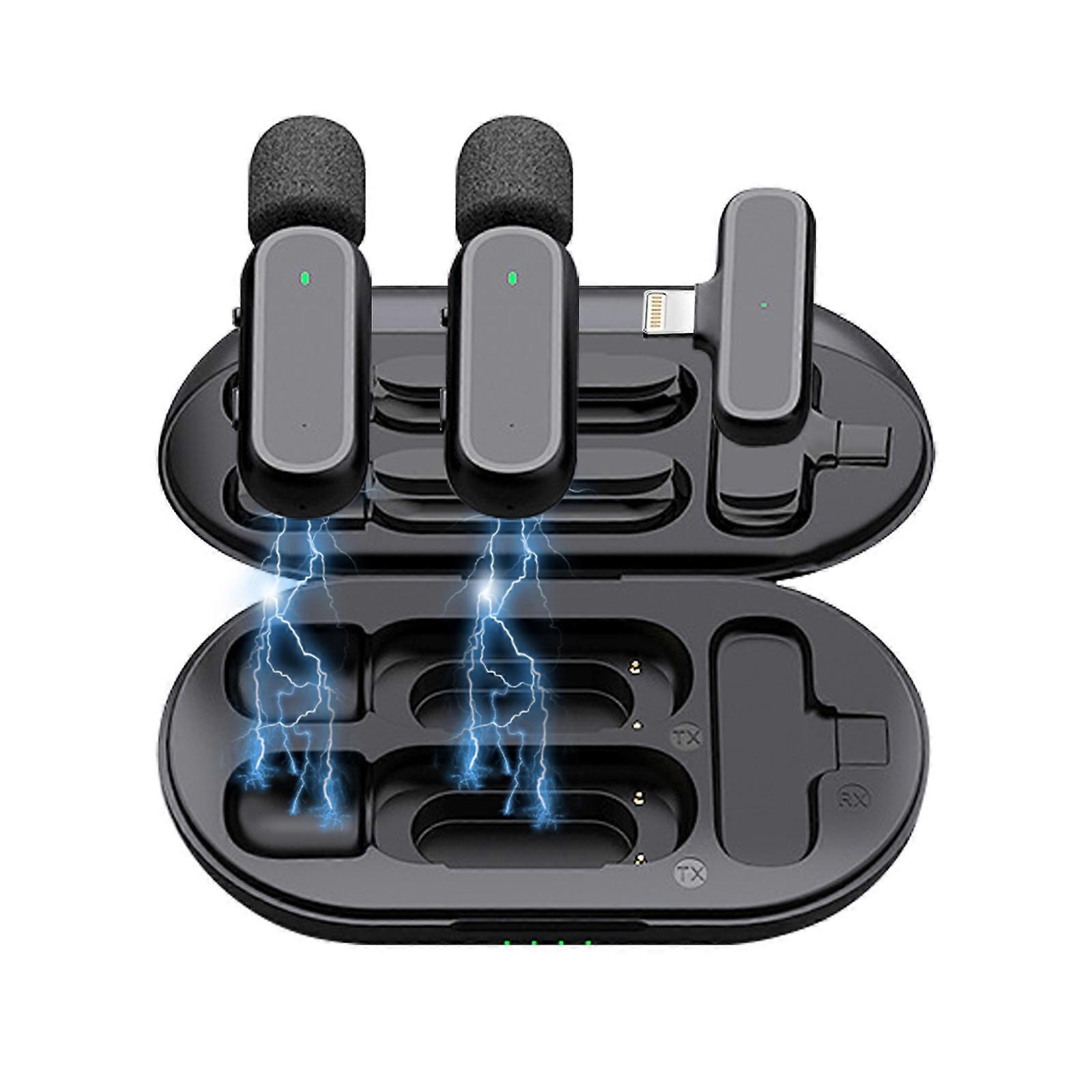 5Pcs/Set Wireless Lavalier Microfone Redução de Ruído com Caixa de Armazenamento de Caso de Carregamento