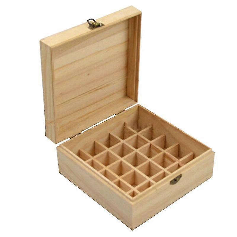 25 Slots Essential Oil Storage Box Case Solid Wooden Container Holder Organizer