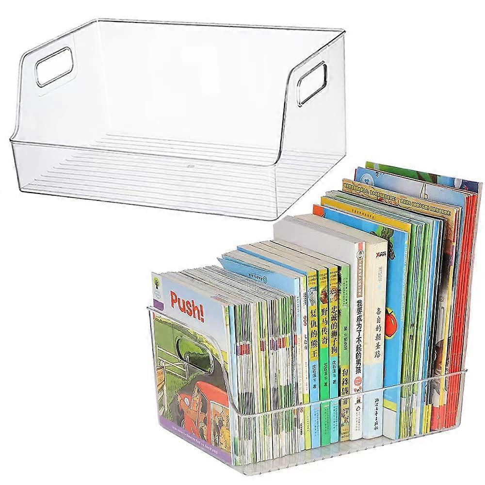 1-Pack Large Book Storage Clear Plastic Stackable Book, Desk Book Organizer Book Display Case Bookcase Display CD/Magazine/Book (Large Size/13 inches 