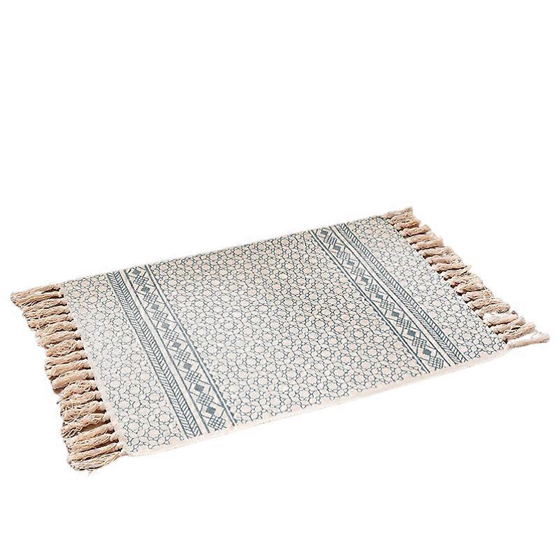Bohemian Cotton Area Rug With Tassels Geometric Pattern Decorative Floor Mat 60*90Cm Door Mats & Floor Mats