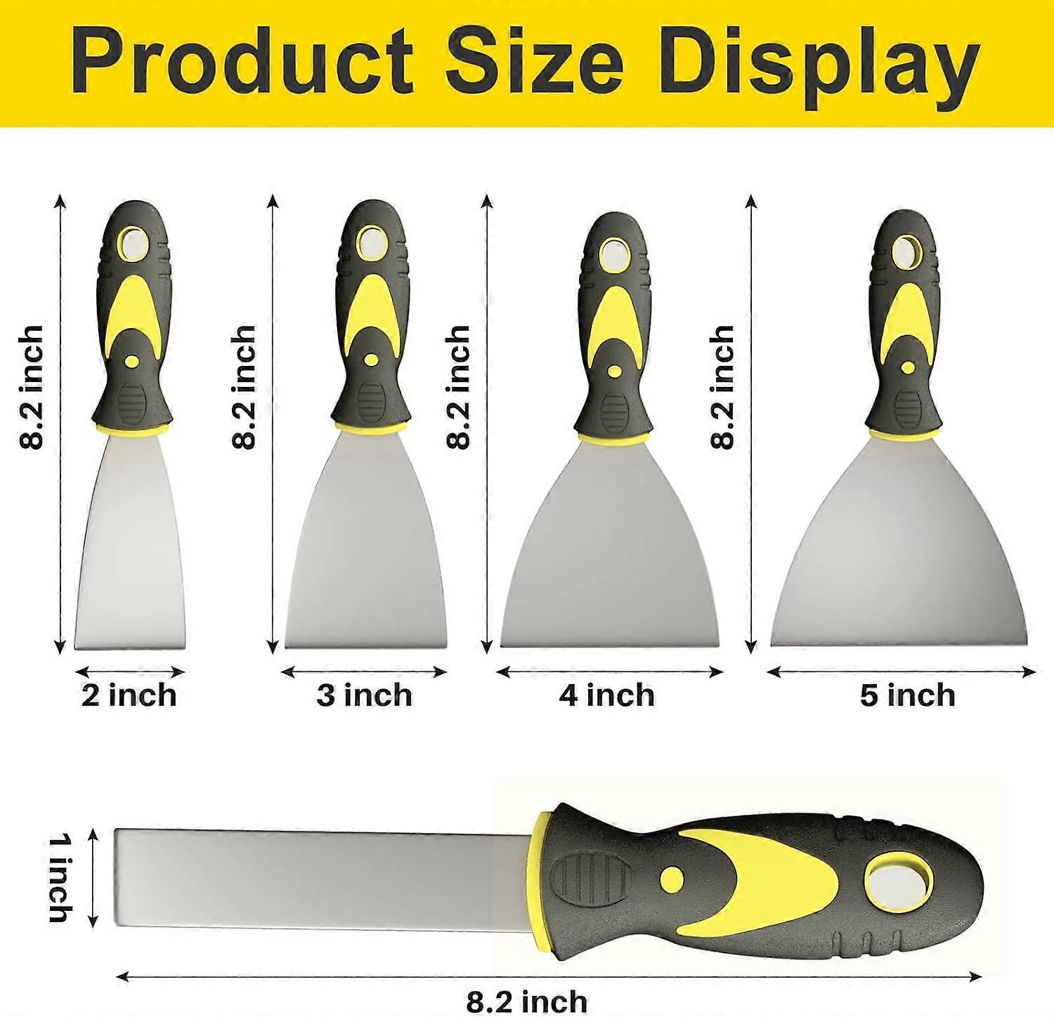 5Pcs Putty Knife, Set, 1" 2" 3" 4" 5" Scraper, Spackle Knife, Paint Scraper, Scraper Tool, No Rusting,Removing Wallpaper, Mud