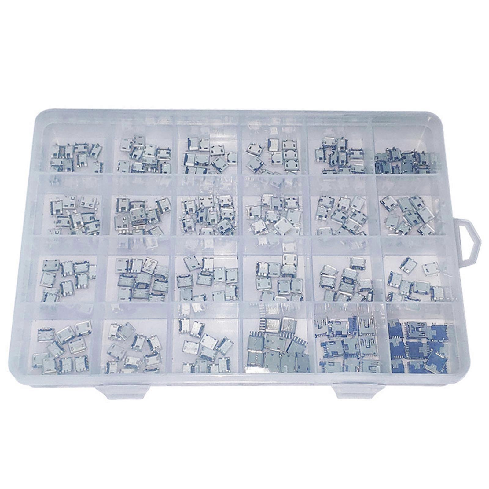 240 Pcs USB Sockets USB Connectors Assortment Kit 24 Values