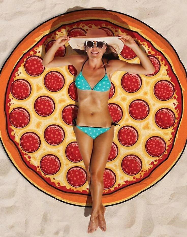 Foodie beach towels, round beach mats, pizza burger beach towels