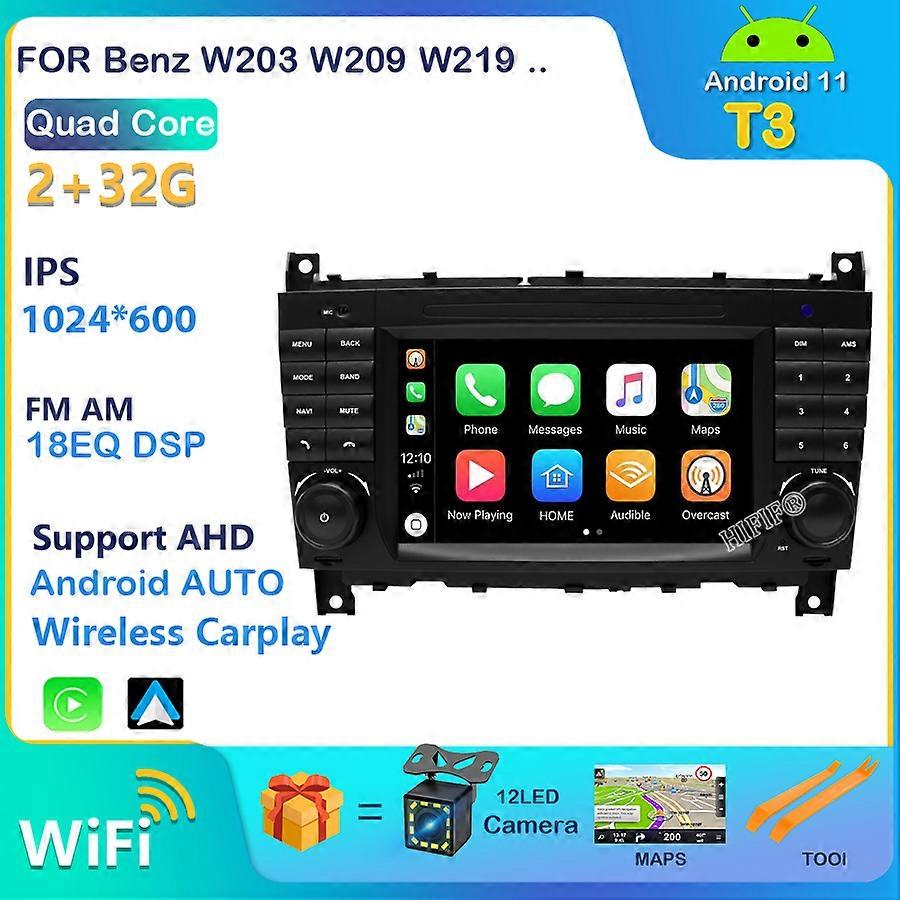 Redkid Autoradio Carplay 2+32G Android 11 pour Mercedes Benz W203 C200 W463 Sprinter CLK W209 B200 V