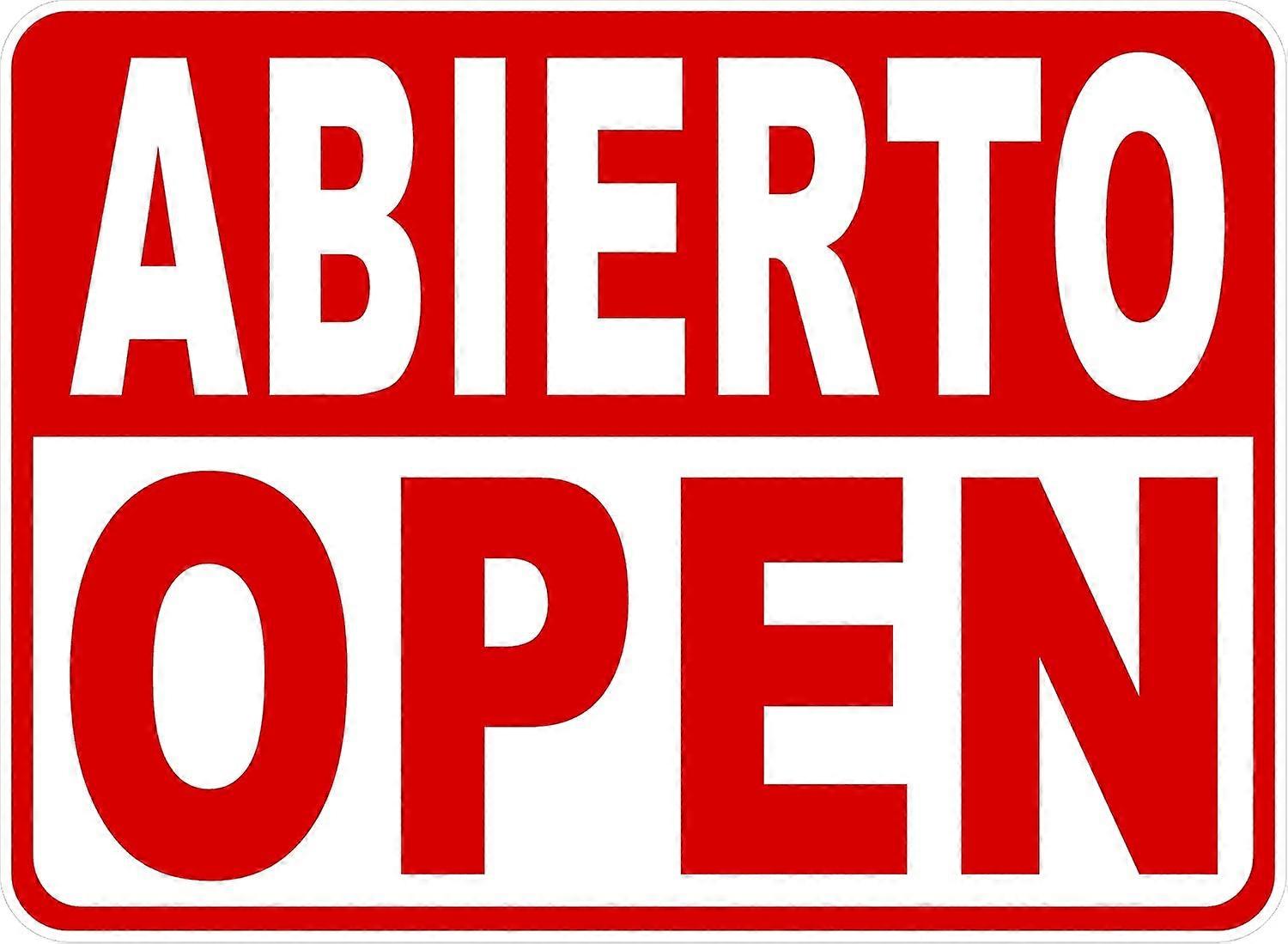 Abierto / Sinal Bilíngue Aberto. Metal 8x12.