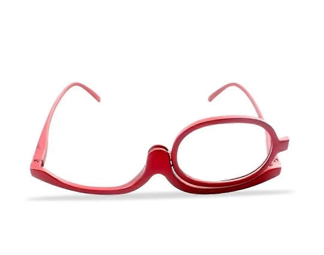 Magnifying Makeup Glasses With Degree Spectacles Flip Up Make Up Glasses For Women Make Up Or Read Makeup Tools And Other Accessories(1pc, Red)
