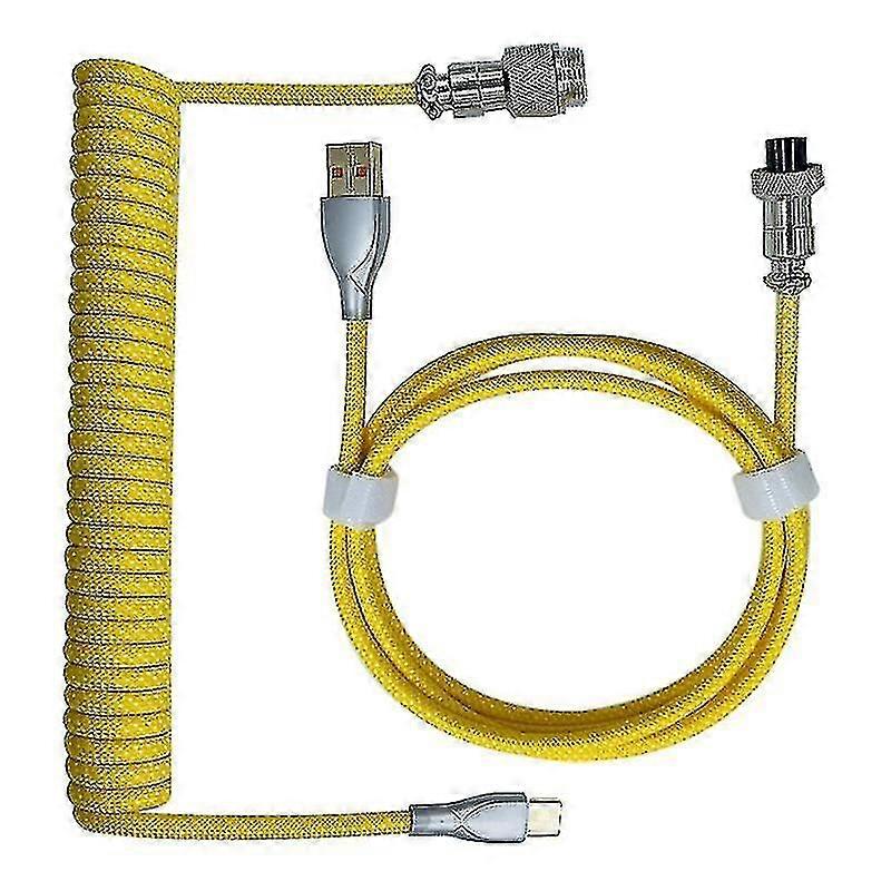 Type-c To Usb Data Cable Mechanical Keyboard Coiled Cable Yellow