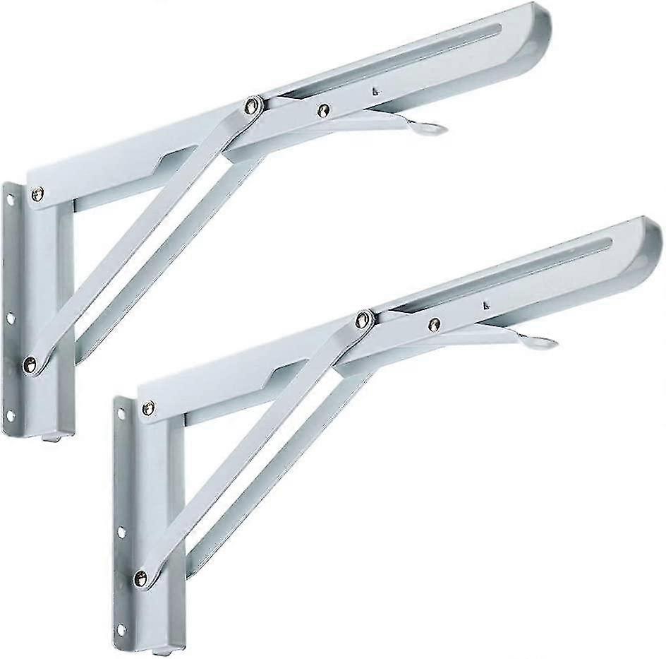 2 Pcs 30cm White Metal Triangle Folding Shelf Bracket Support Wall Bracket