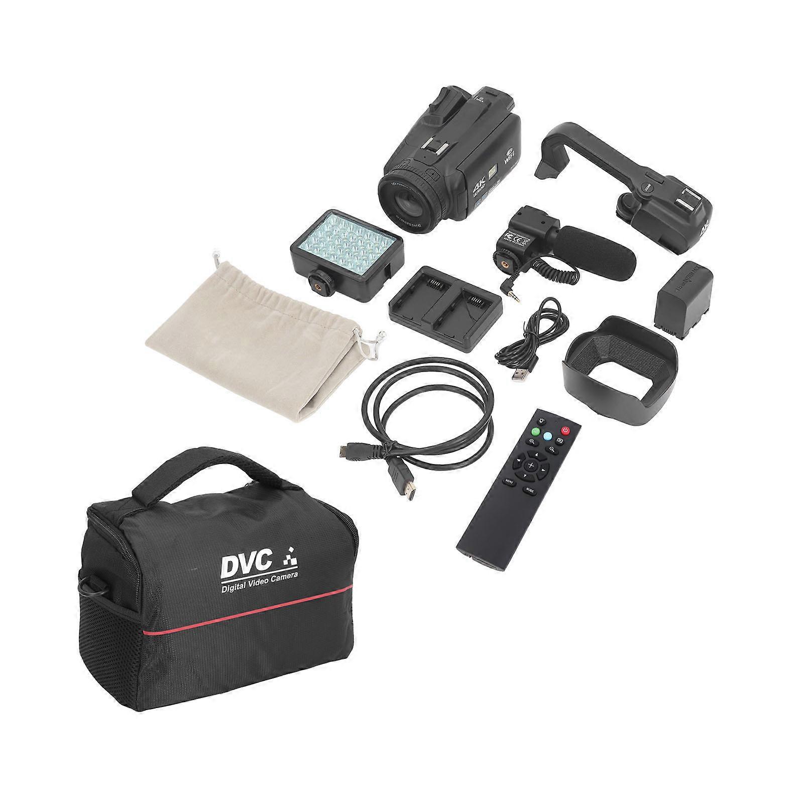 Camcorder 4K 64MP 18x Digital Zoom 4inch Touch Screen Vlog Camera Lossless Output with Remote Control Microphone Fill Light