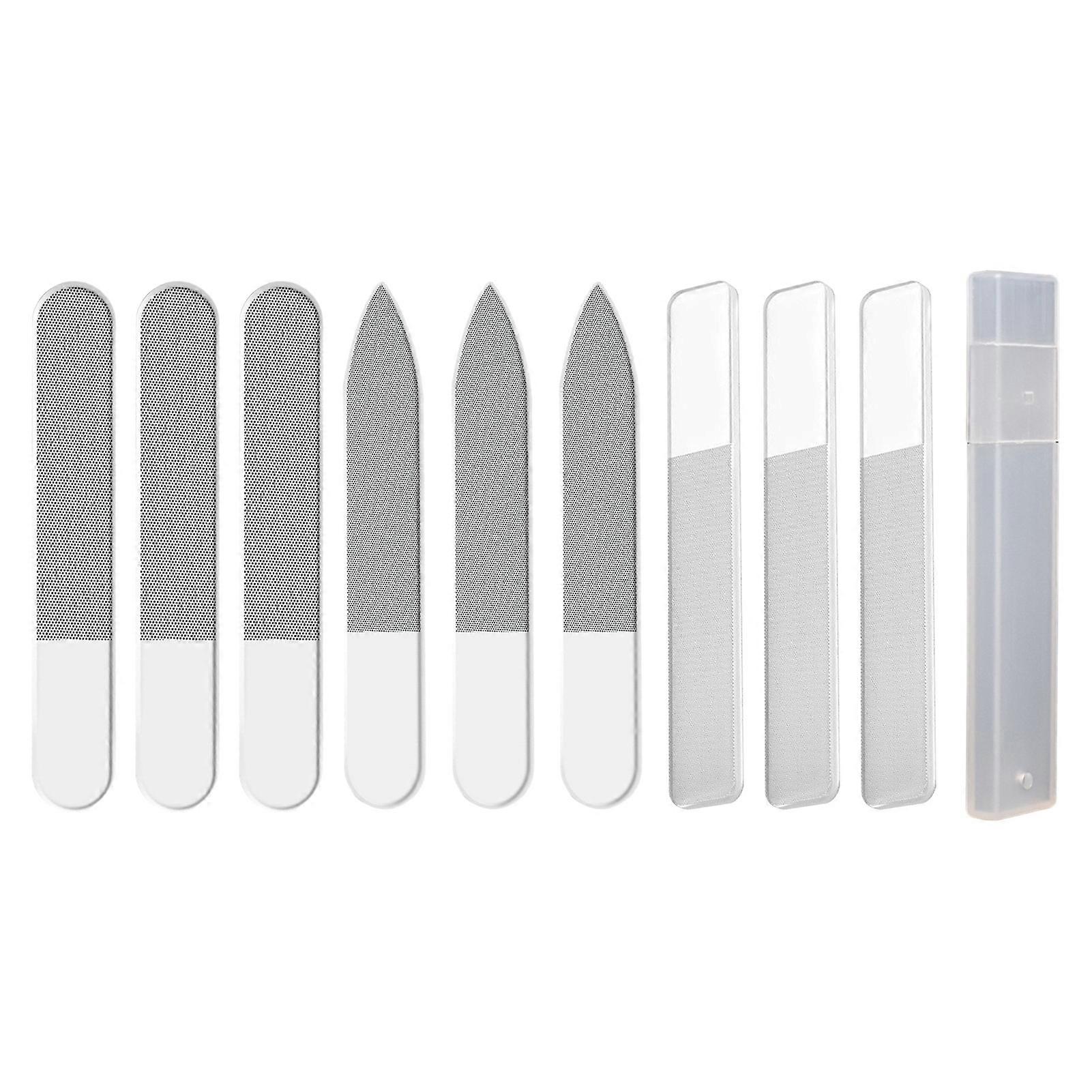 9Pcs Nanometer Glass Polishing Strips Fine Particle No Damage Polisher Nail File for Bright Manicure