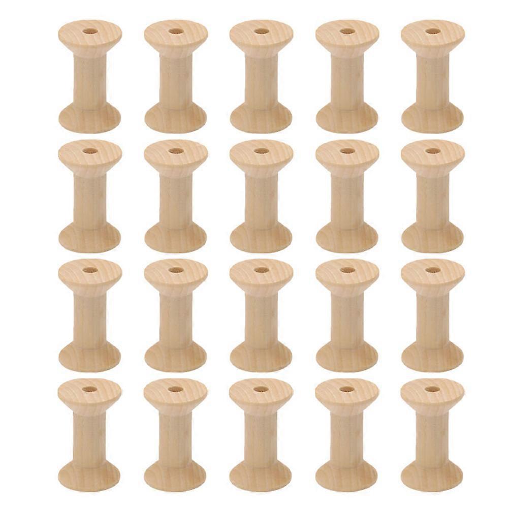 50pcs Empty Thread Spools Wooden Weaving Bobbins Unfinished Craft Bobbin