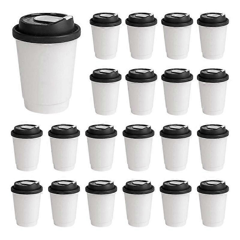 Double-Layer Disposable Coffee Cups with Lids, Insulated Paper Cups for Hot Beverages, Perfect for Takeaway & Catering