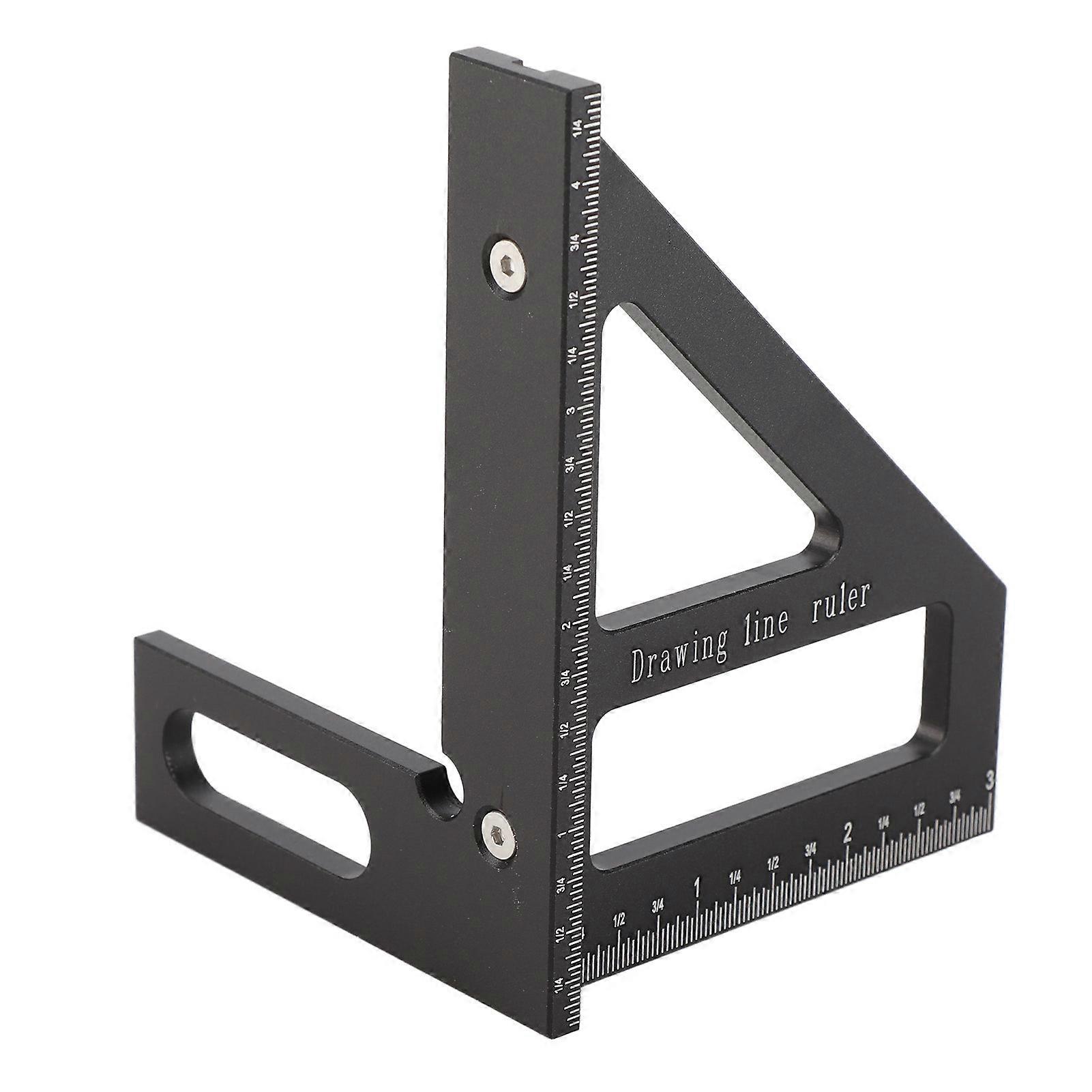 Woodworking Square Protractor 45 90 Degree Miter Triangular Ruler Scriber Layout Measuring Tool for Engineer Carpenter Black