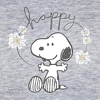 Logoshirt® Maglietta Donna Peanuts Snoopy & Woodstock "Happiness Is" – Grigio, Vestibilità Slim, Design Ufficiale