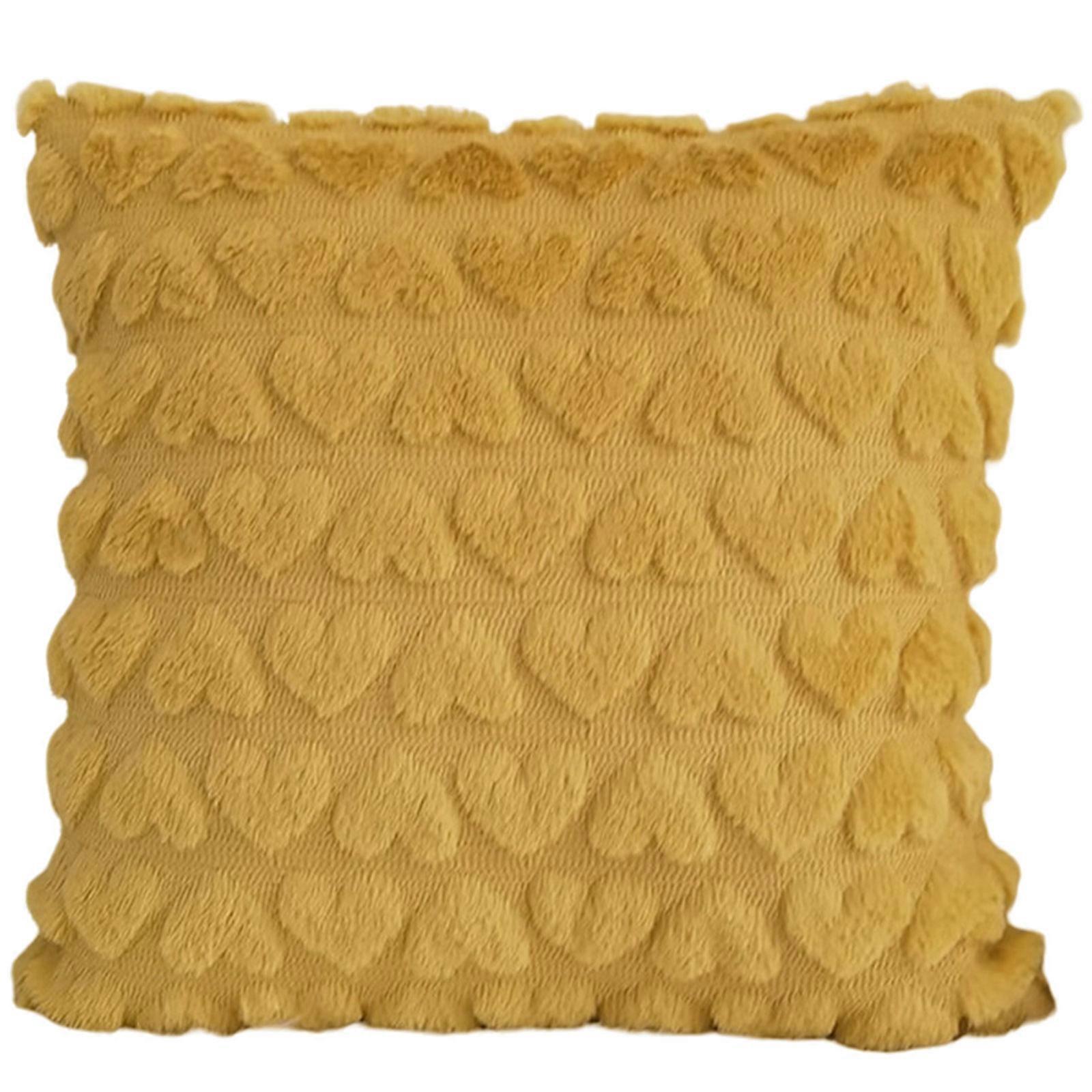 Comforting Heart Cushions Case, Soft Touches PV Fleece Washable Sofa Throw Pillow Cover for Daily Use and Gifting Yellow