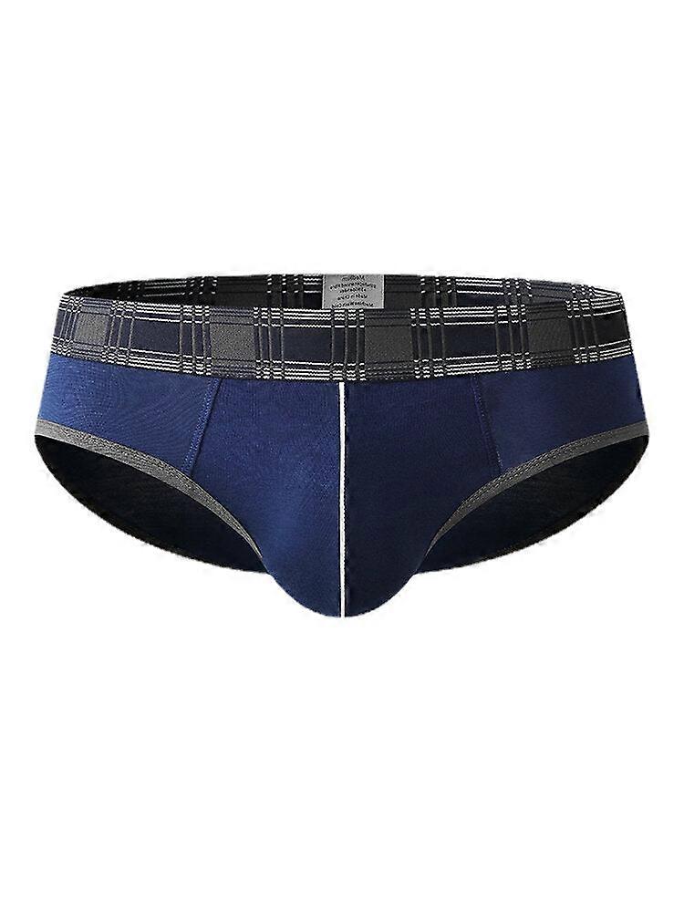 Mens Modal U Pouch Patchwork Plaid Elastic Waistband Underweaer