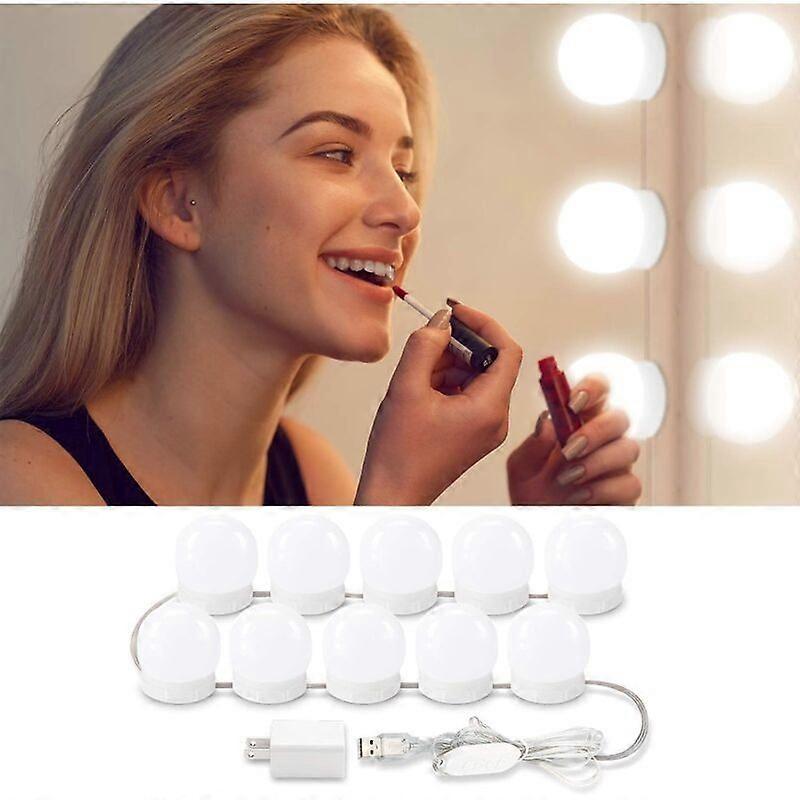 LED Vanity Mirror Light Kit - 10 Adjustable LED Bulbs - 4.5m USB Strip