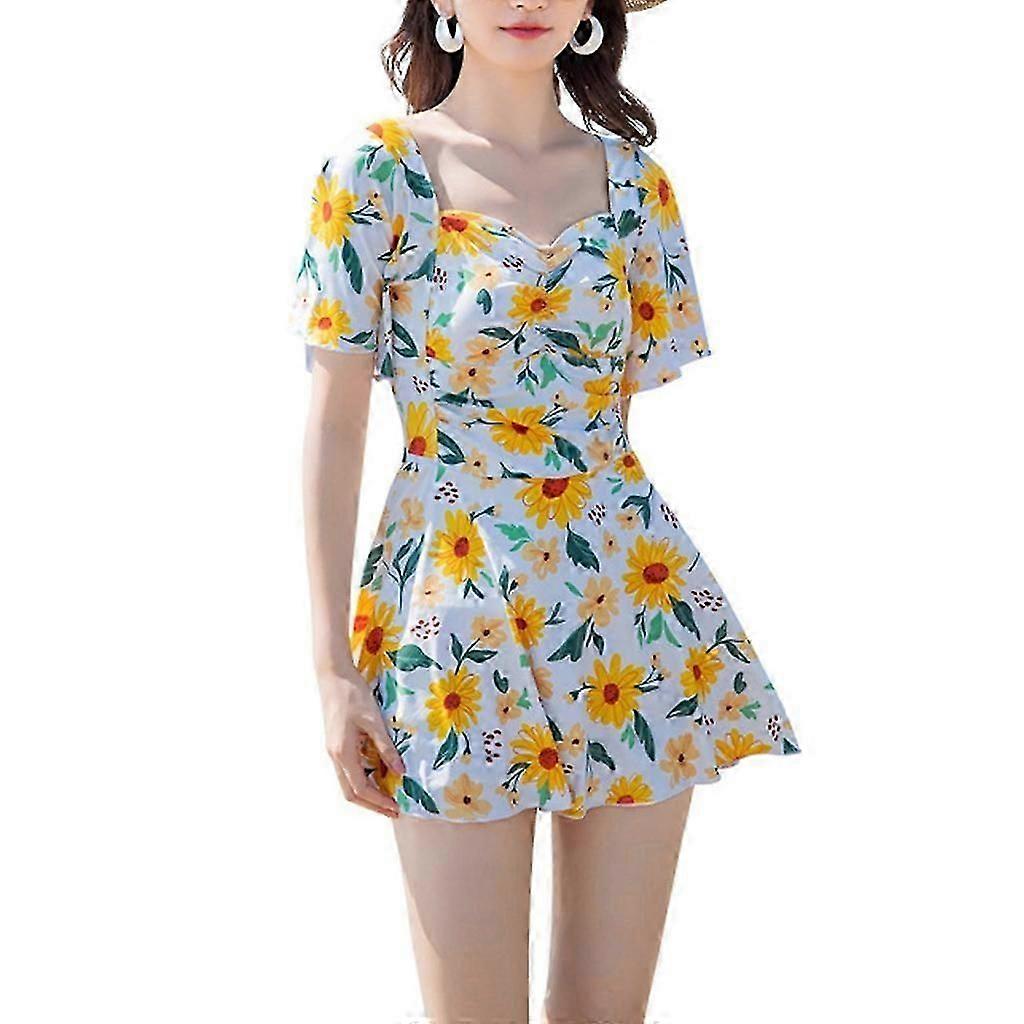 Yksiosainen uimapuku naisille kukkaprintti uimapuku kesäruched uimapukuhame