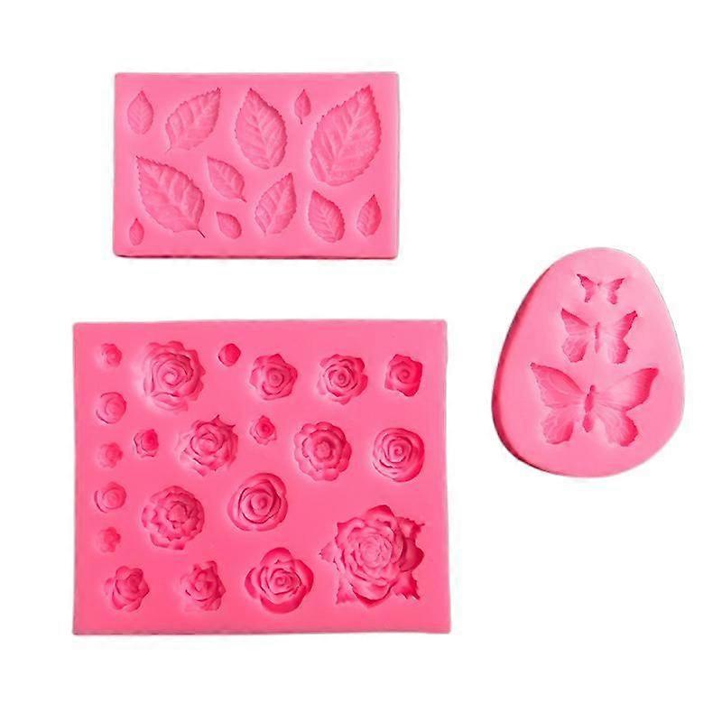 Rose, Leaf, And Butterfly Candy Silicone Mold Cupcake Top