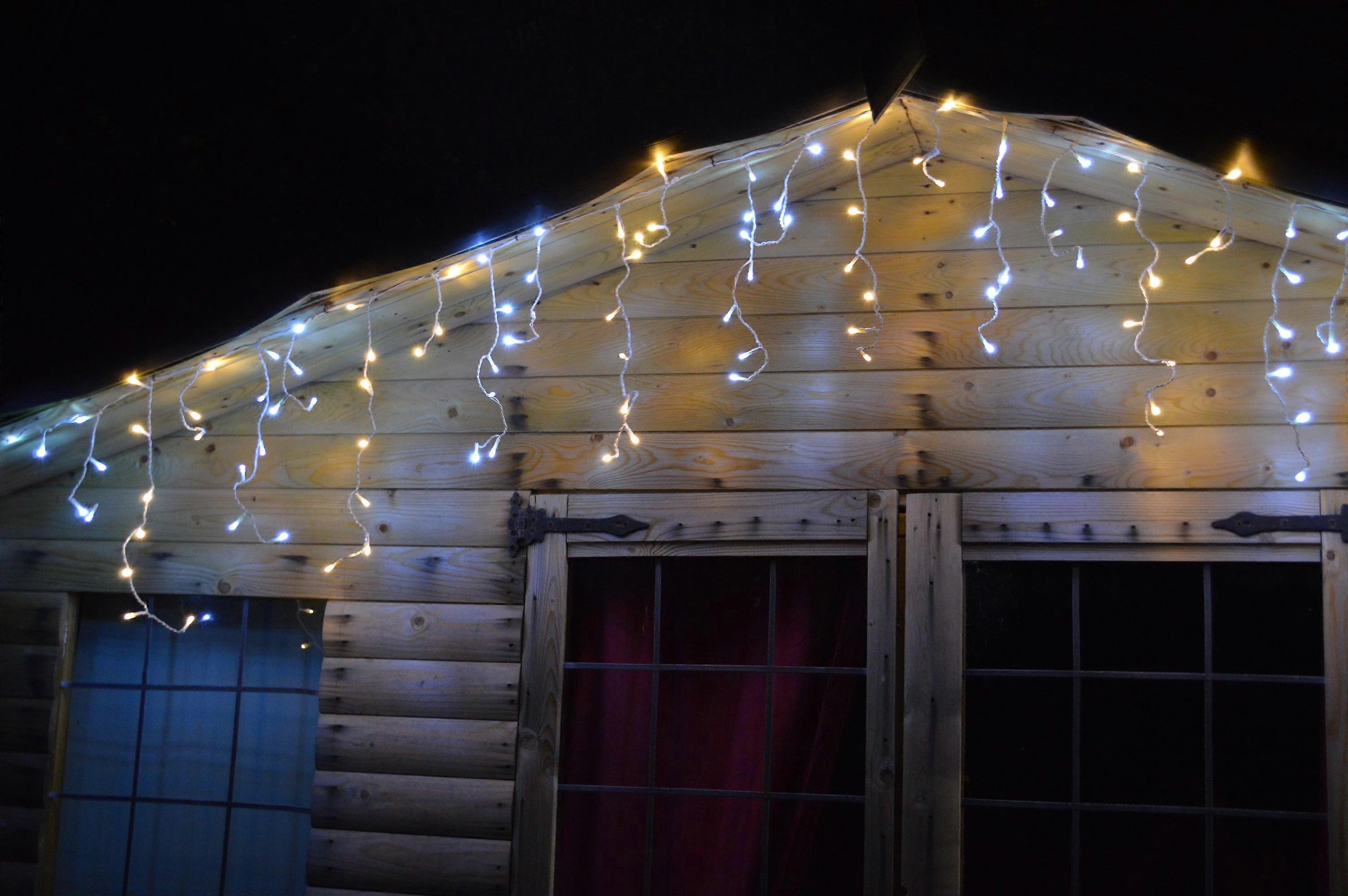 10M (33ft) 400 Leds Outdoor Led Multi Function Icicle Lights In Warm & Ice White