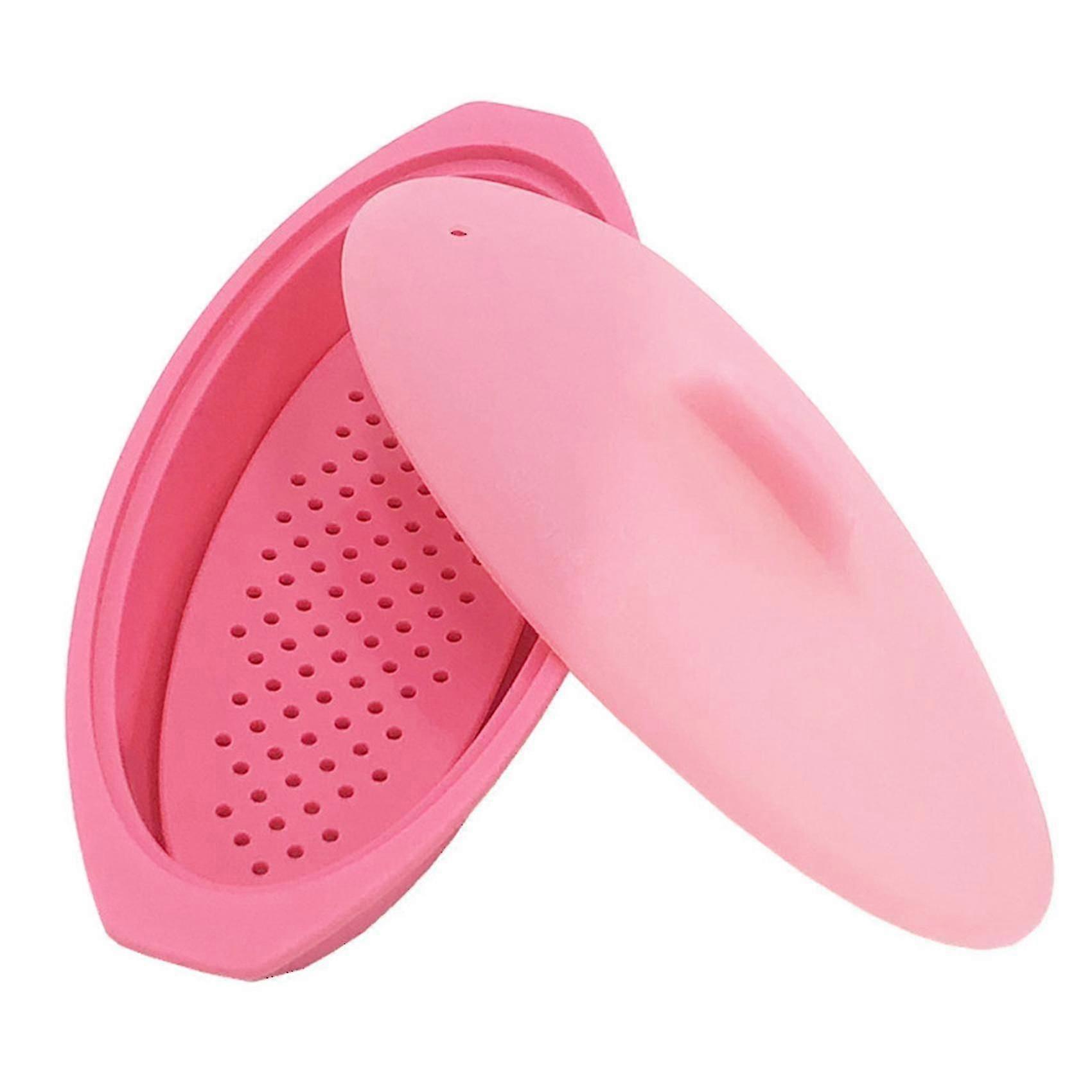Microwave Steamer Silicone Steamer With For Meal Prep - Pink-e