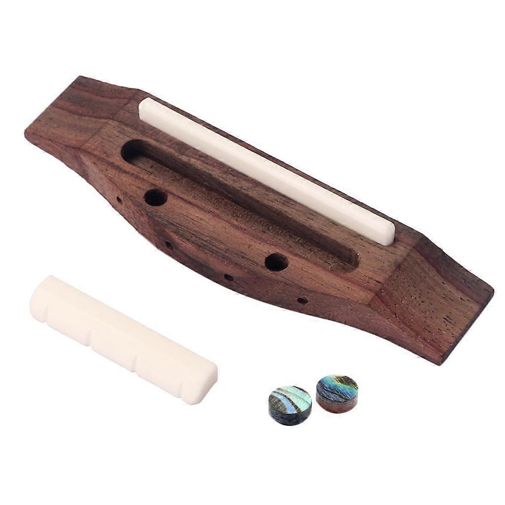 Rosewood Bridge w/ Saddle Nut Shell Dot for 4 String Guitar