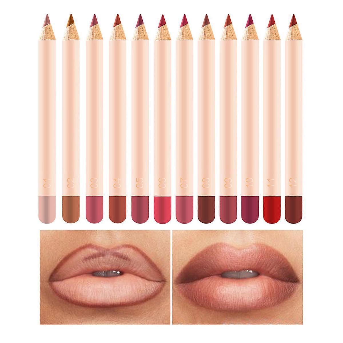 Matte Lip Liner Set, Assorted Colors, Pigmented Lip Pencils