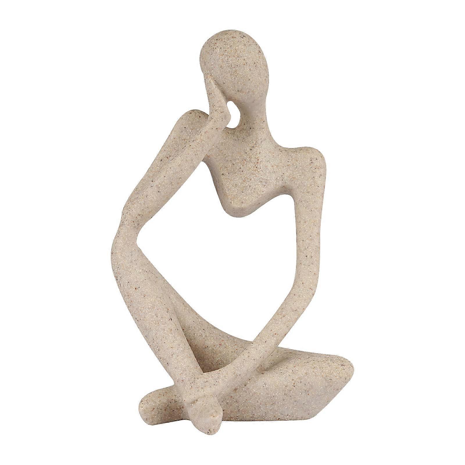 Sandstone Resin Thin Abstract Sculpture Ornaments Collection for Home Office Study Desk Decoration in Neutral Colors