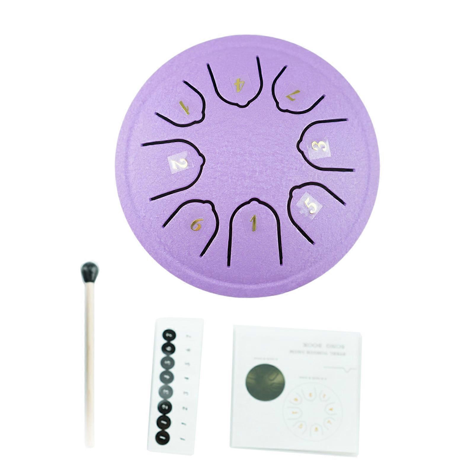 Steel Tongue Drum 4.5In 8 Notes Ethereal Drum Tone C Keys Handpan Hand Drum Percussion Musical Instrument with Drumstick PL color