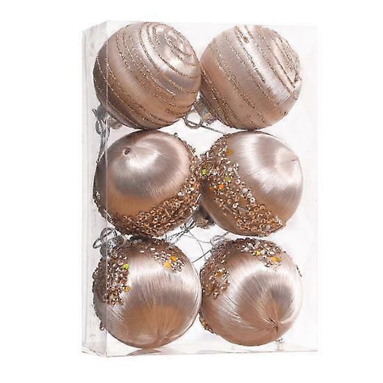 6 db karácsonyi díszgolyó Törésbiztos Flocked labda kis gyöngyökkel Beltéri függő dekorációk a karácsonyi fa csillogó partihoz