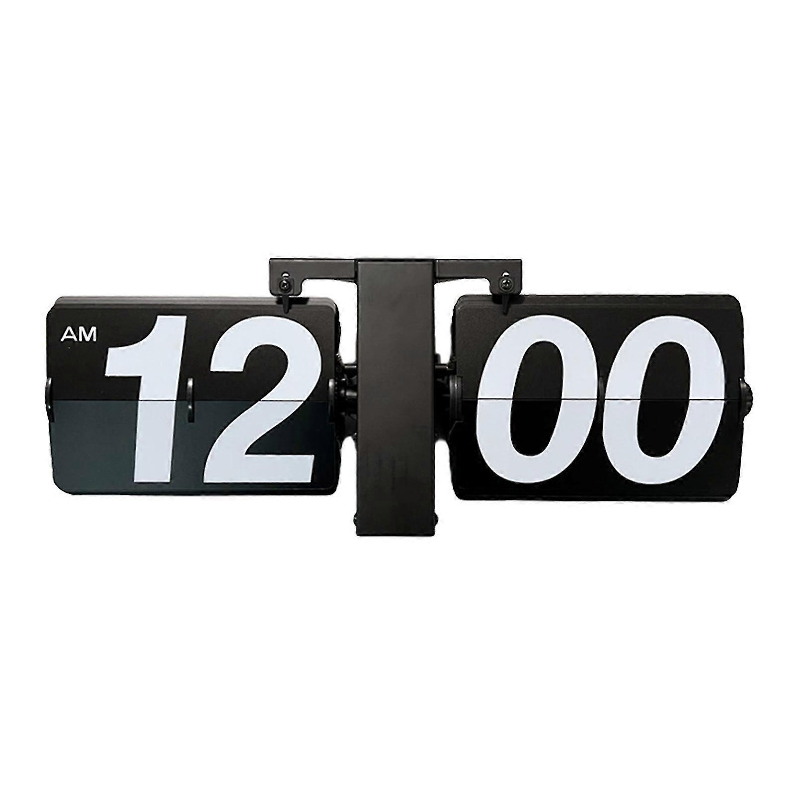 Table Top Flip Clock Retro Digital Display Stainless Steel Frame Abs Cards