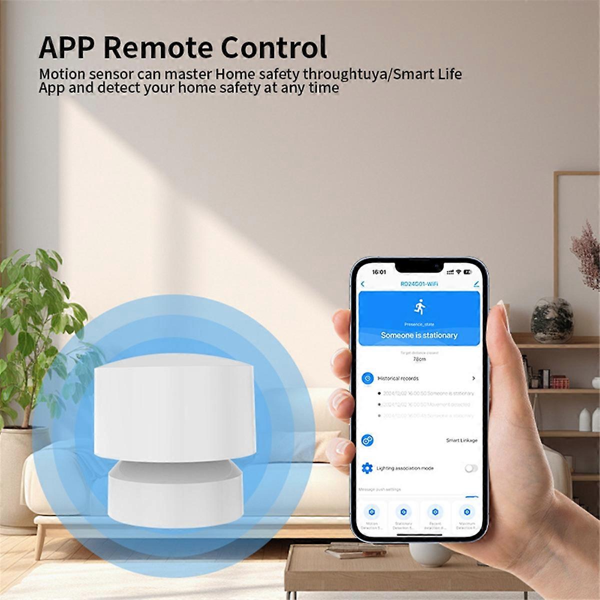 Tuya Zigbee Human Presence Sensor Respiratory Motion Detection Wireless Connection Smart Home Securi