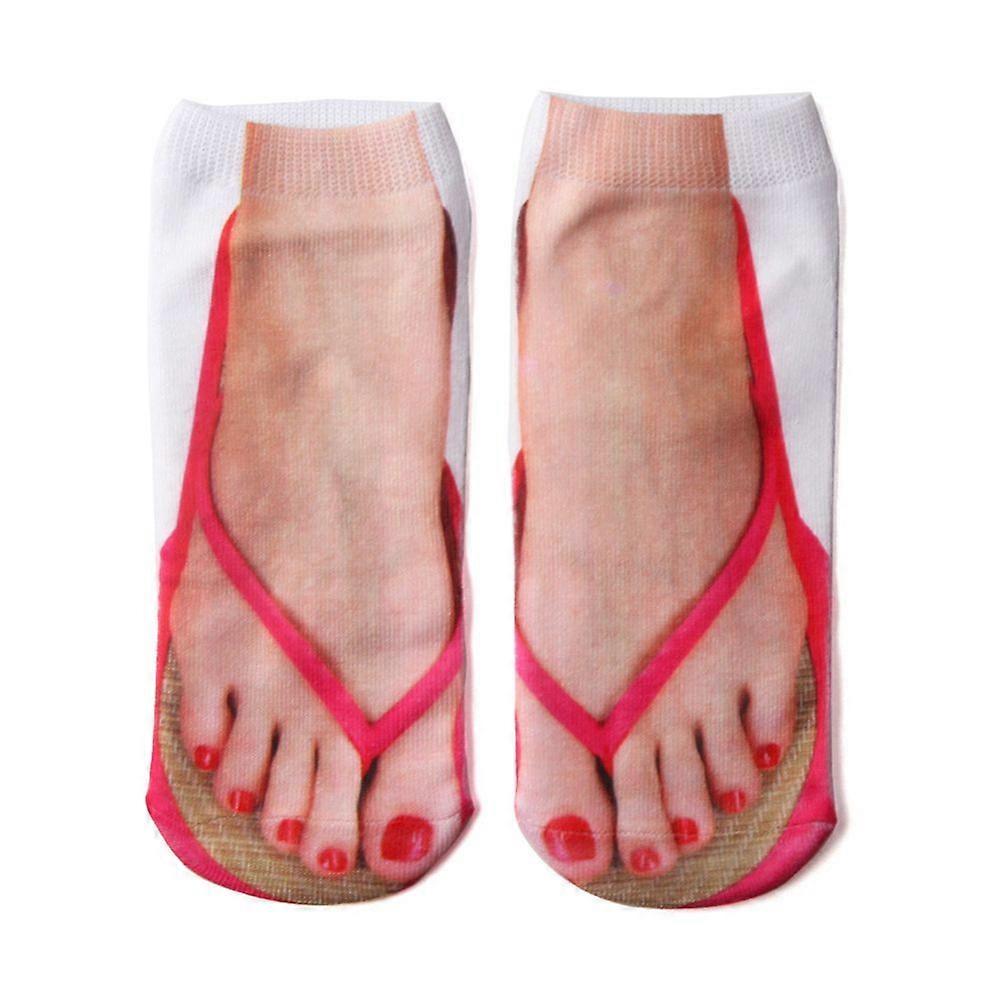Manicure print socks flip flop print socks 3D pattern socks funny hidden DH