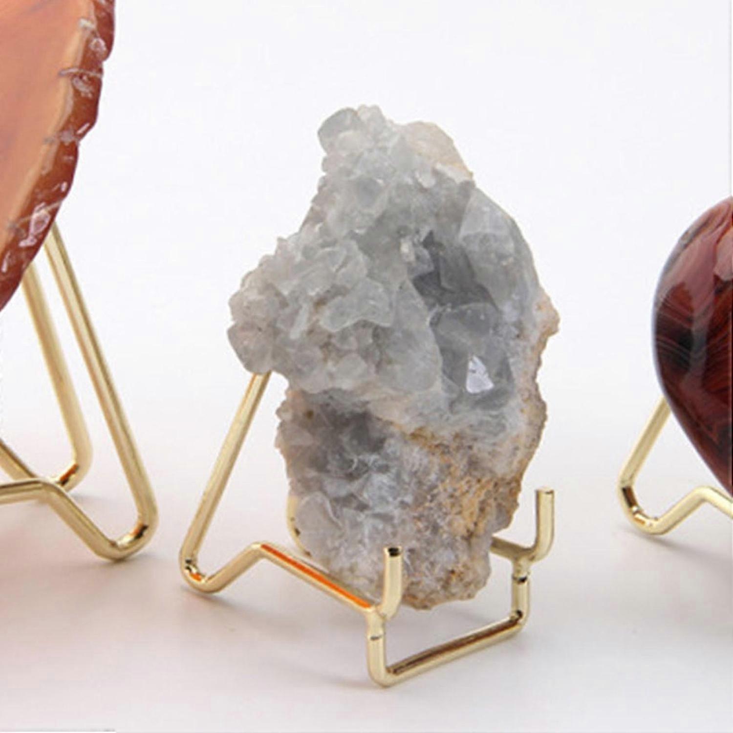 Golden Crystal Crystal Mineral Metal Display Stand Decoration Craft Small, Medium and Large Agate Pi