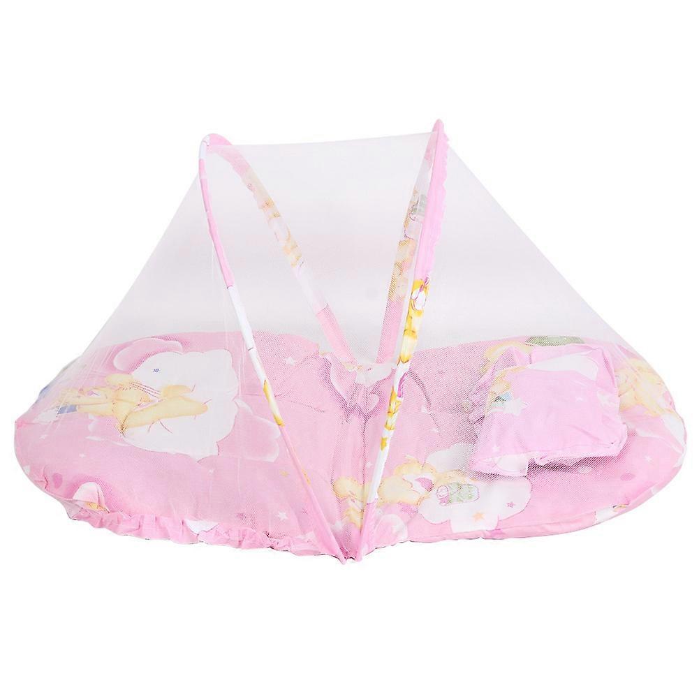 Portable Folding Cute Cartoon Pattern Baby Mosquito Net with Sleeping Pad Pillow