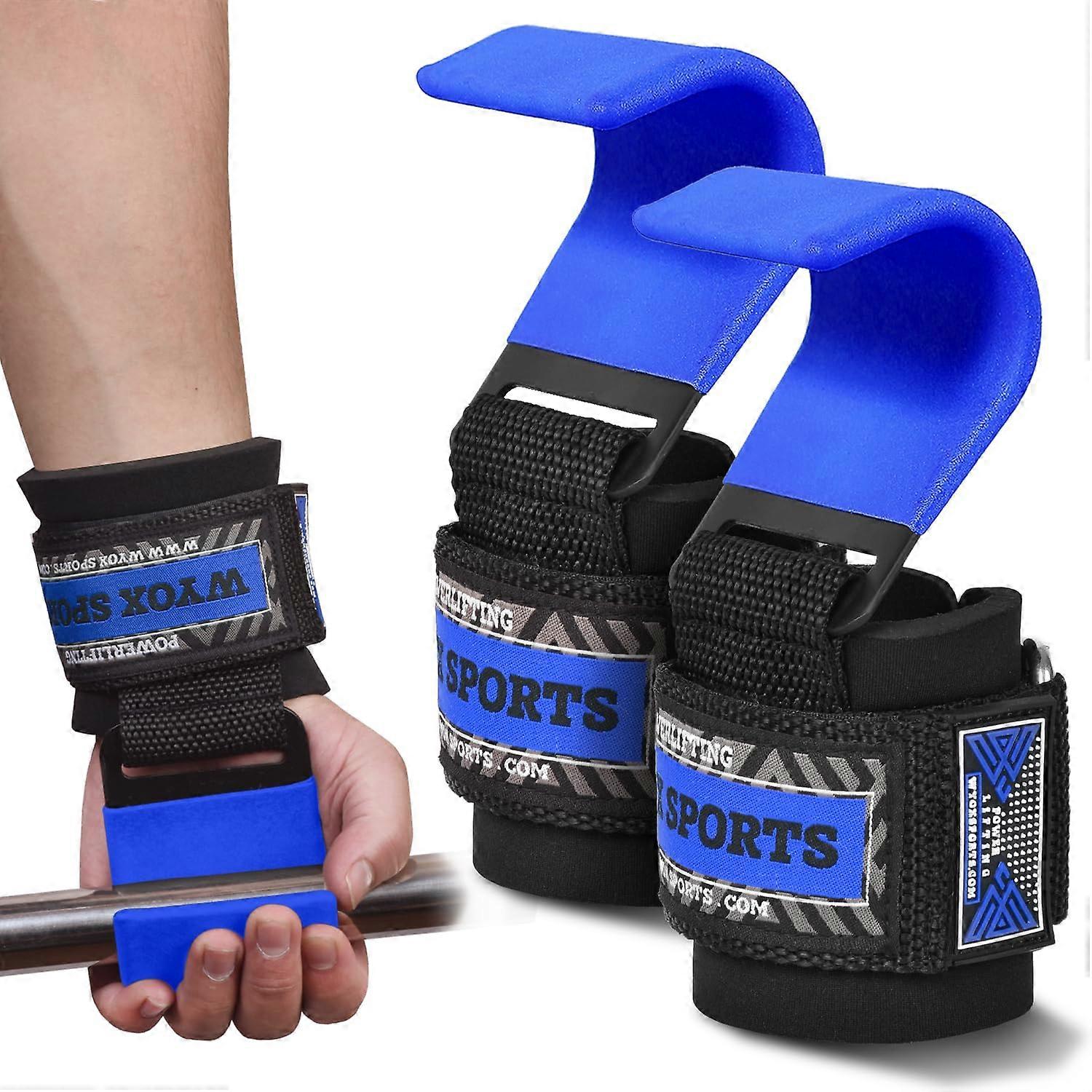 Pair of Weight Lifting Hooks with 7 mm Thick Wrist Padding for Powerlifting Rows & Deadlift Support