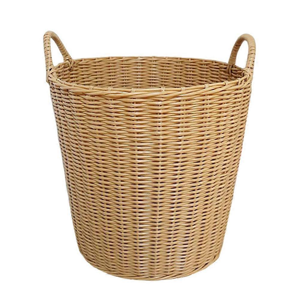 Plastic Woven Laundry Basket Large Capacity Portable Foldable Imitation Rattan Storage Solution for Minimal Spaces