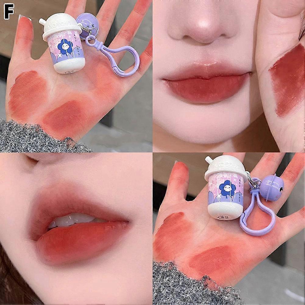 Keychain Lipstick 4g Long Lasting Hydrating Lip Mud 6 Colors Portable Lip Gloss with Keychain for All Day Makeup