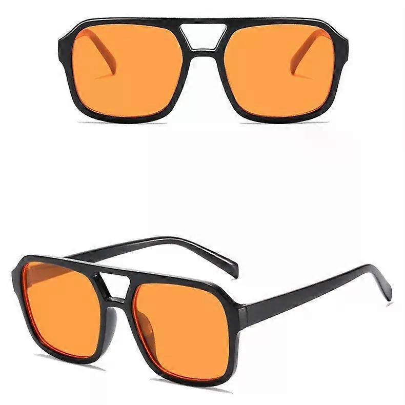 Square Big Frame Sunglasses for Men and Women Lightweight Frame Black Yellow Sun Glasses with UV Protection