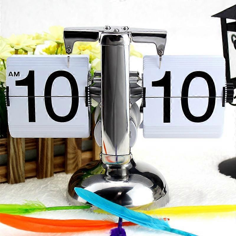 HY-F001 Auto-turning Balance-shaped Clock Home Decorative Flop Clock, Spec: Single (White)