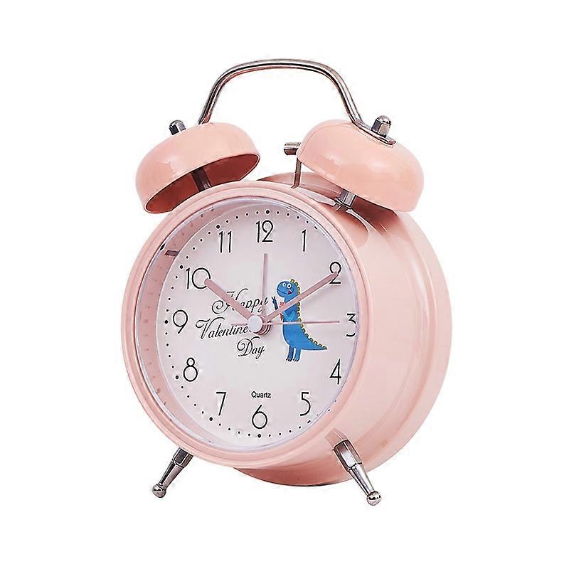 Student Cute Style Bell Alarm Clock Bedside Mute Clock With Light Specification： Y35 4 Inch (Pink)