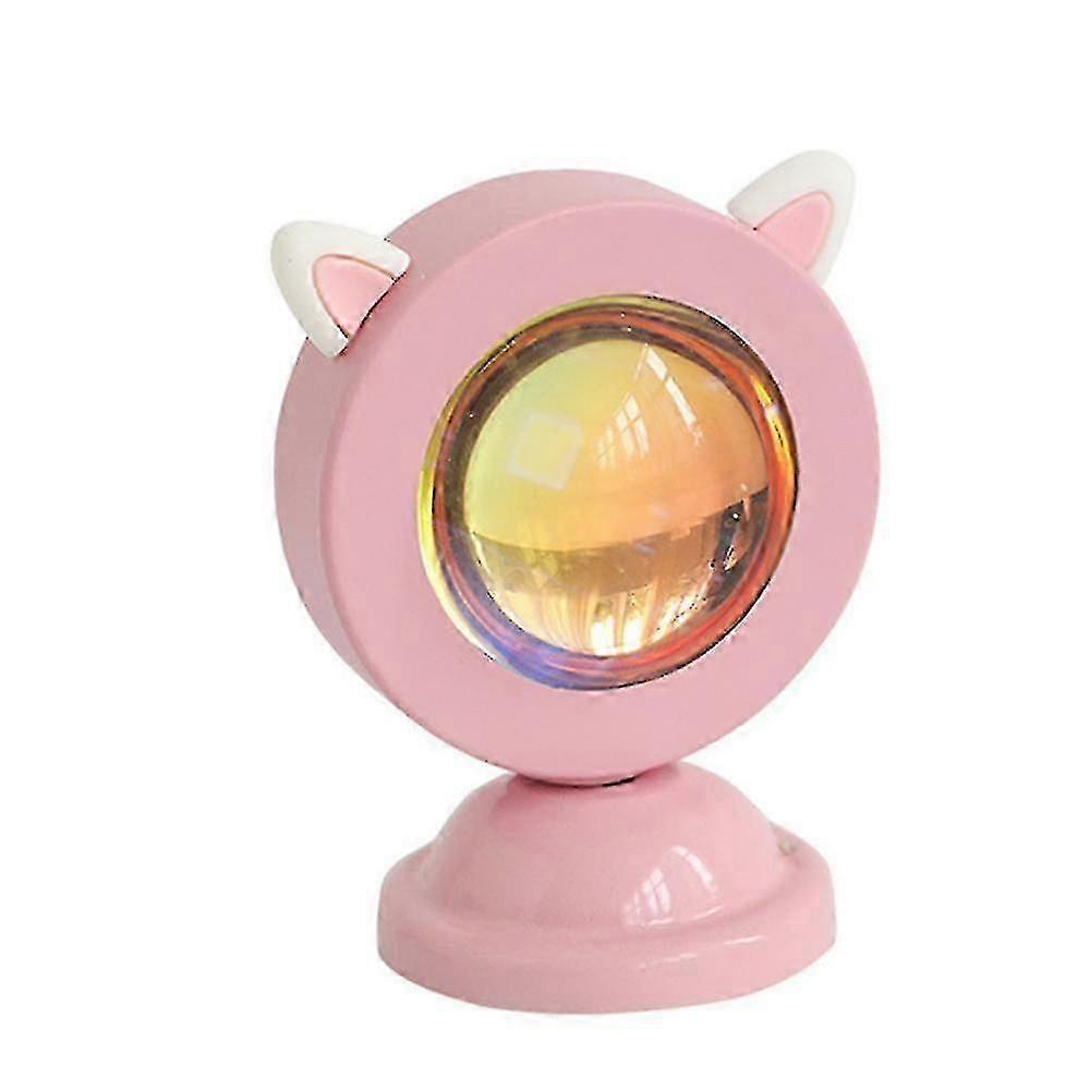 Cute Cat /rabbit Ears Usb Rainbow Sunset Led Night Light Projection Mini Desk Lamp