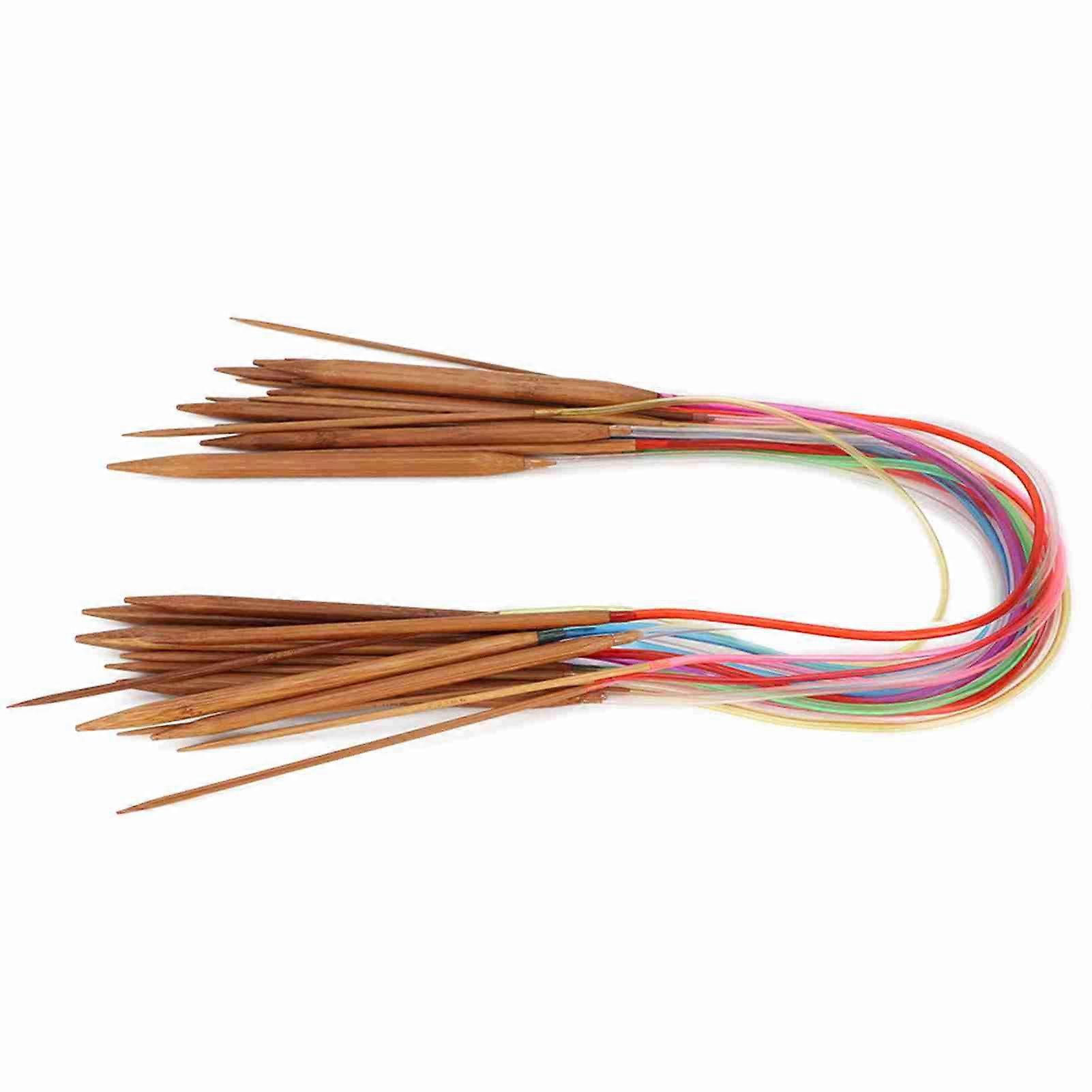 Carbonized Double Ring Bamboo Knitting Needles in Multicolor Plastic (100cm/39.4in)
